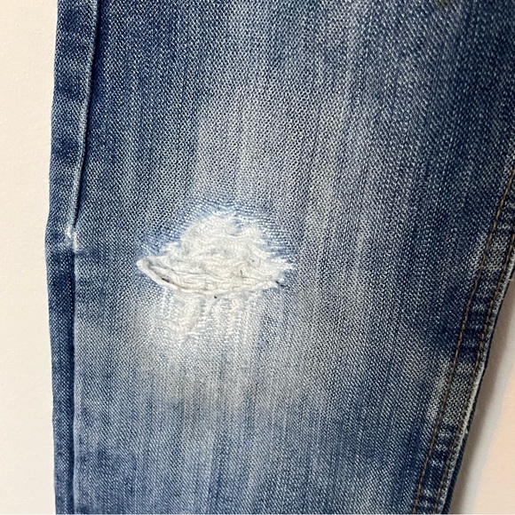 Levi's 514 Straight Jeans Medium Blue Distressed Kids Unisex Boy Girl Size 5 Reg - Picture 4 of 8